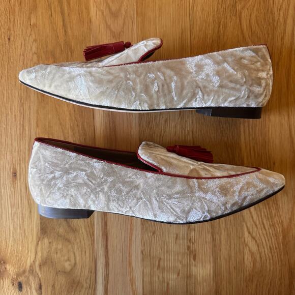 Saint G Saint Simona Cipra Velvet Tassel Moccasins Loafers in "Beige" Sz 7 - Picture 8 of 14